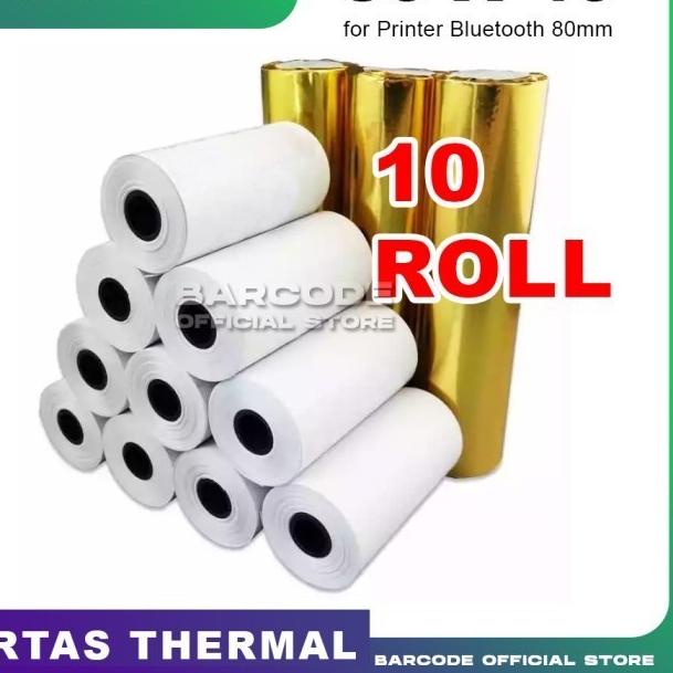 

✮ Kertas Thermal Printer Bluetooth 80x40mm / 80 x 40 mm (10 roll) ♞