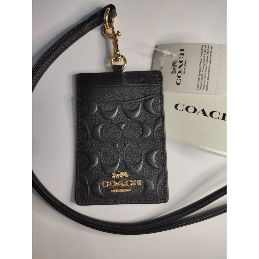 

Coach Signature embossed ID Holder Card Lanyard Original FO pp dw