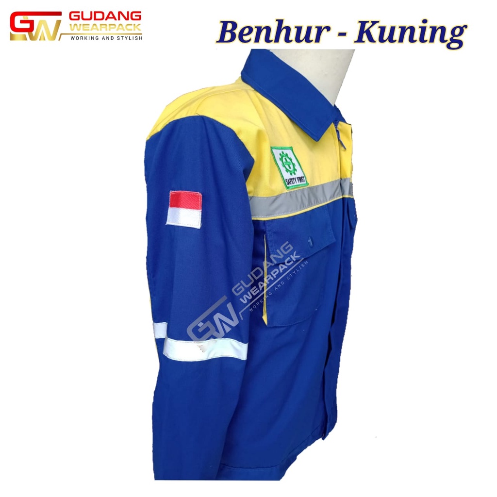 Gudang Wearpack - Baju Kerja Seragam Proyek Warna Benhur Kombinasi Kuning