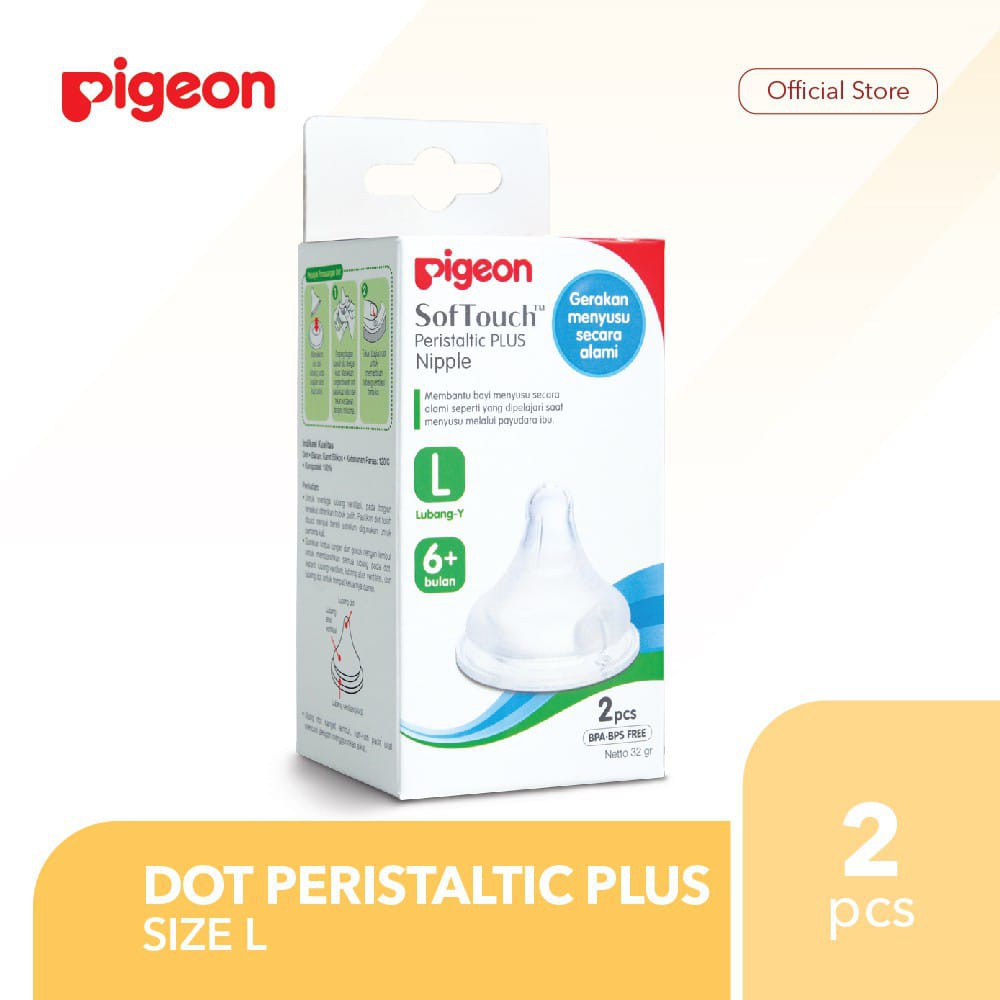 Pigeon Peristaltic Plus Nipple for Wide Neck Bottle 2pcs L