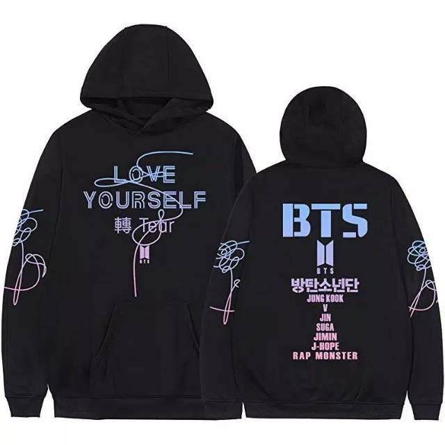 JAKET HOODIE BTS LOVE YOURSELF GRADASI MEMBERNAME AND SIGN KATUN FLEECE