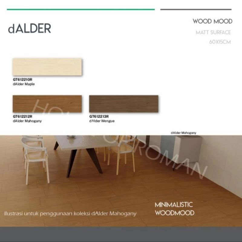 Granit Roman (Wood Mood) dAlder Series 15x60 / Roman Granit Lantai Motif Kayu / Lantai Motif Kayu / 