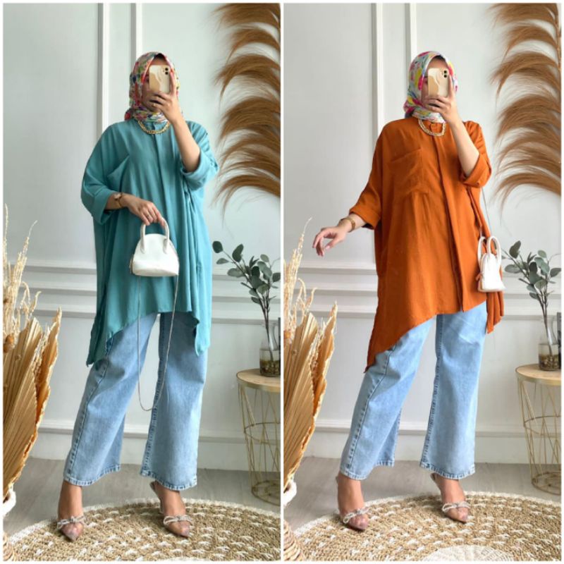BISA COD AZKIYAHIJAB29 AMARA BLOUSE OVERSIZE ATASAN POLOS OVERSIZED BAJU TUNIK JUMBO BIGSIZE BAJU WA