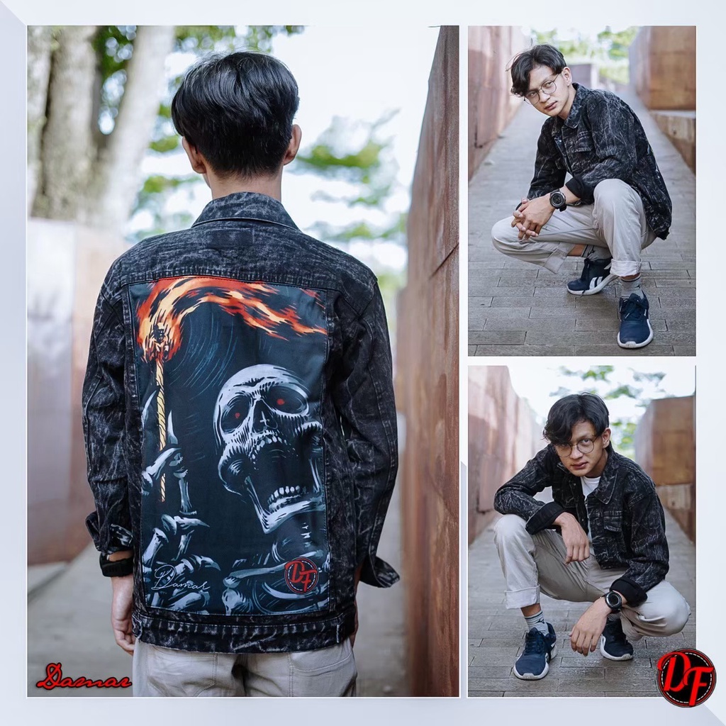JAKET JEANS DENIM PRINTING GAMBAR ANIMASI REMAJA MOTOR GAUL KEKINIAN TREND 2022 TERLARIS