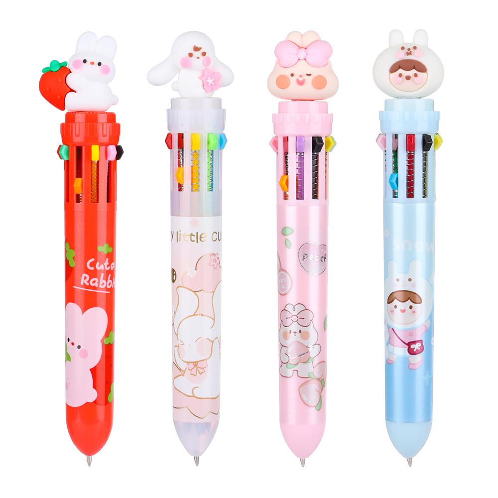 Set Pulpen Tekan Motif Kartun Bunga Untuk Stationery / Hadiah