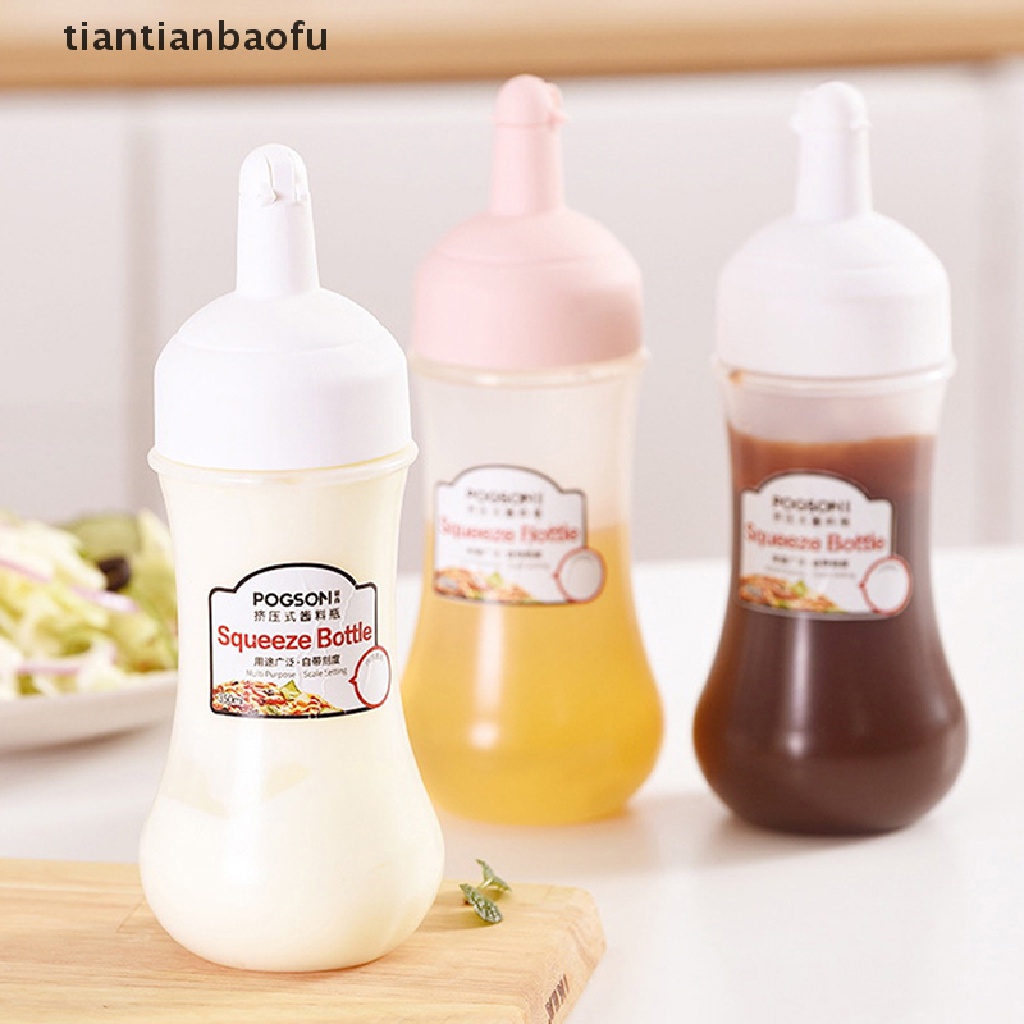 (Tianbaofu) Botol Bumbu / Saos / Kecap / Salad 350ML Dengan Tutup Segel