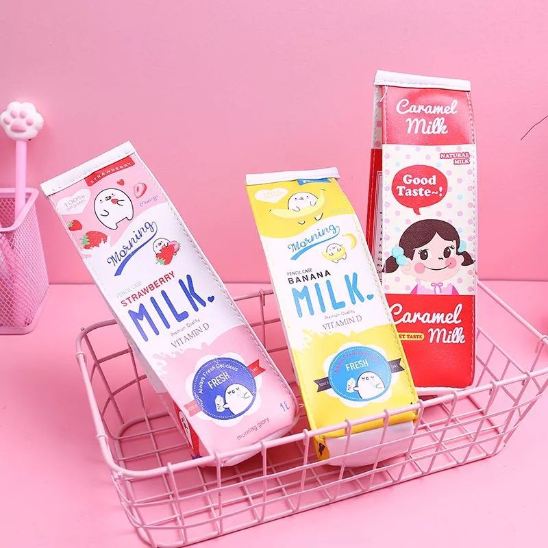 Tempat pensil kotak  MILK SUSU Lucu unik