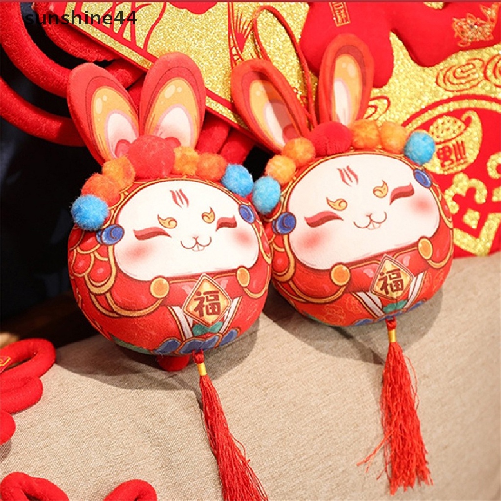 Sunshine Mainan Boneka Plush Kelinci Fu Lucu 2023 Maskot Tahun Baru Cina