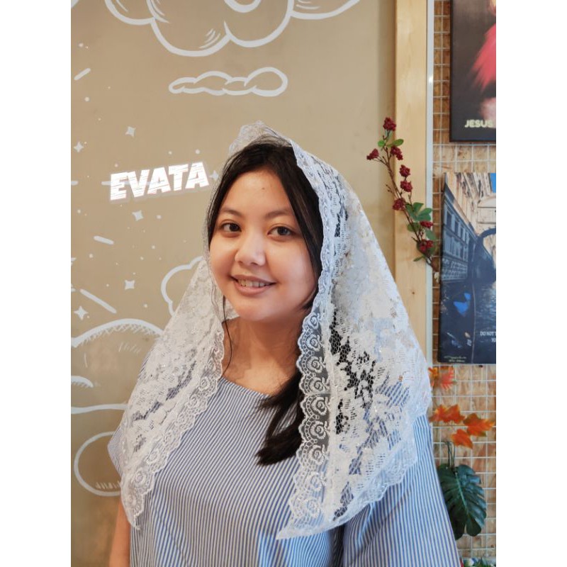 Mantila Untuk Misa - Mantilla Veil Warna Merah, Hitam, Putih