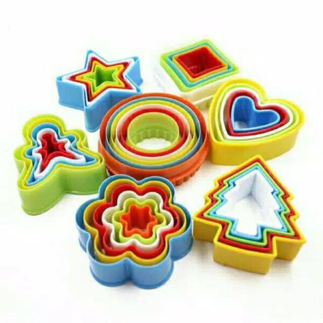 Istana Baking Cetakan Cookies Cutter Ring Plastik Set Fondant BiscuitLove Bunga Bulat Gingerman