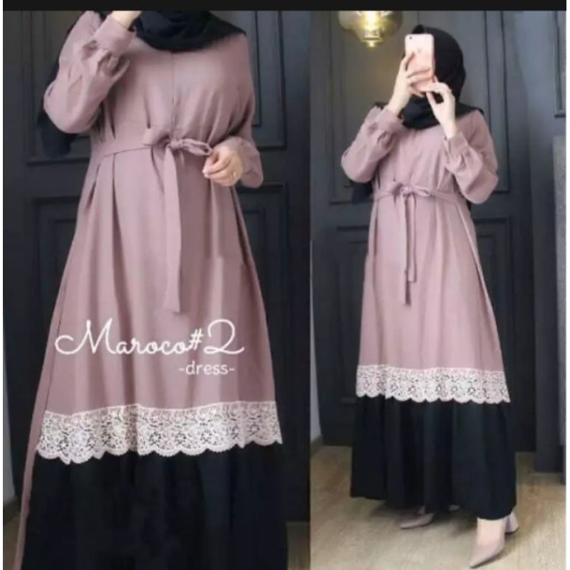 Baju Gamis Wanita Dewasa Polos Gamis Renda Gamis Sleting Busui