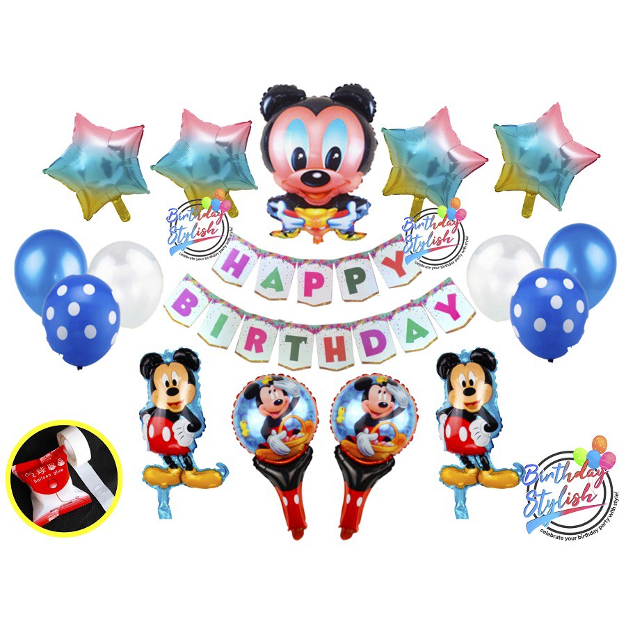 Paket Ultah Mickey/ Paket Mickey Dekorasi/ Set Ultah Mickey/ Paket Dekor Mickey