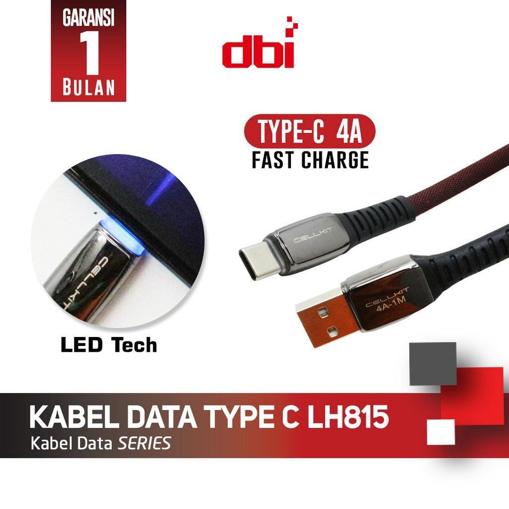 Kabel Data Flat Micro USB Type C IPhone Lightning 100cm LED FAST CHARGING 4A CELLKIT LH815