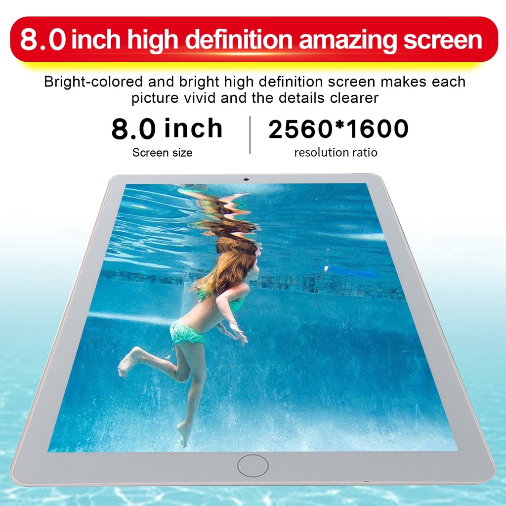 【Sistem Android】 Tablet 8.0 inci Android 2560*1600 6GB + 128GB Versi Upgrade Mendukung Pembelajaran Online Wifi Kartu Ganda