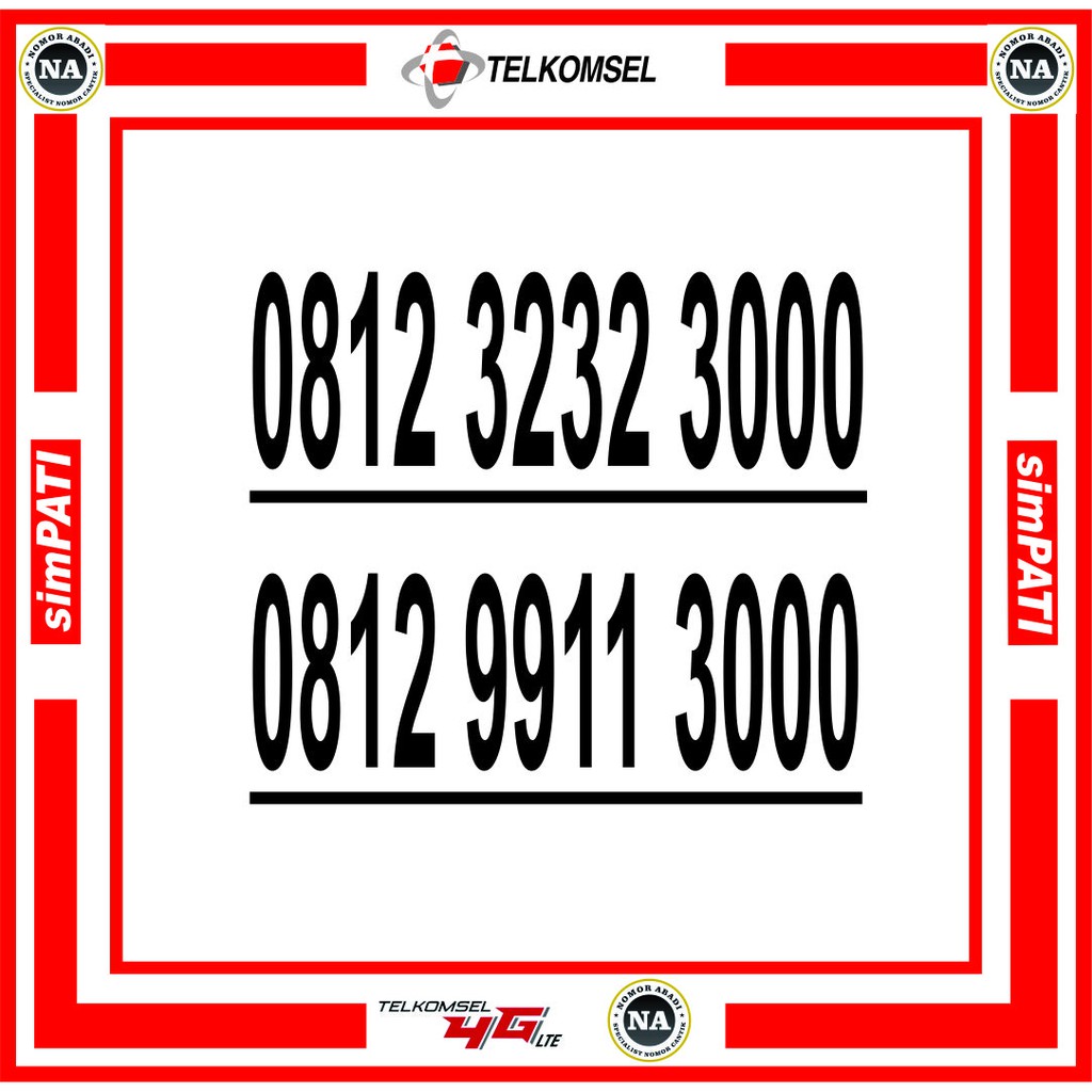 NOMOR CANTIK SIMPATI 4G 3000 H8000