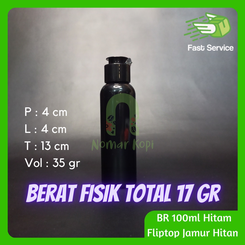 Botol 100ML BR HITAM Fliptop Jamur