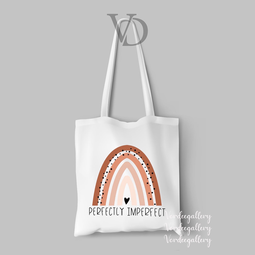 TOTE BAG KANVAS MOTIF RAINBOW QUOTES TERBARU / AESTHETIC TOTE BAG / TAS BELANJA MOTIF PELANGI