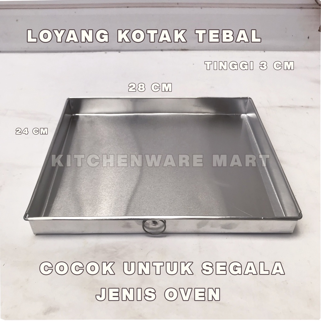 Loyang Kotak Sedang Tebal Loyang Oven Kue Kering Stainless