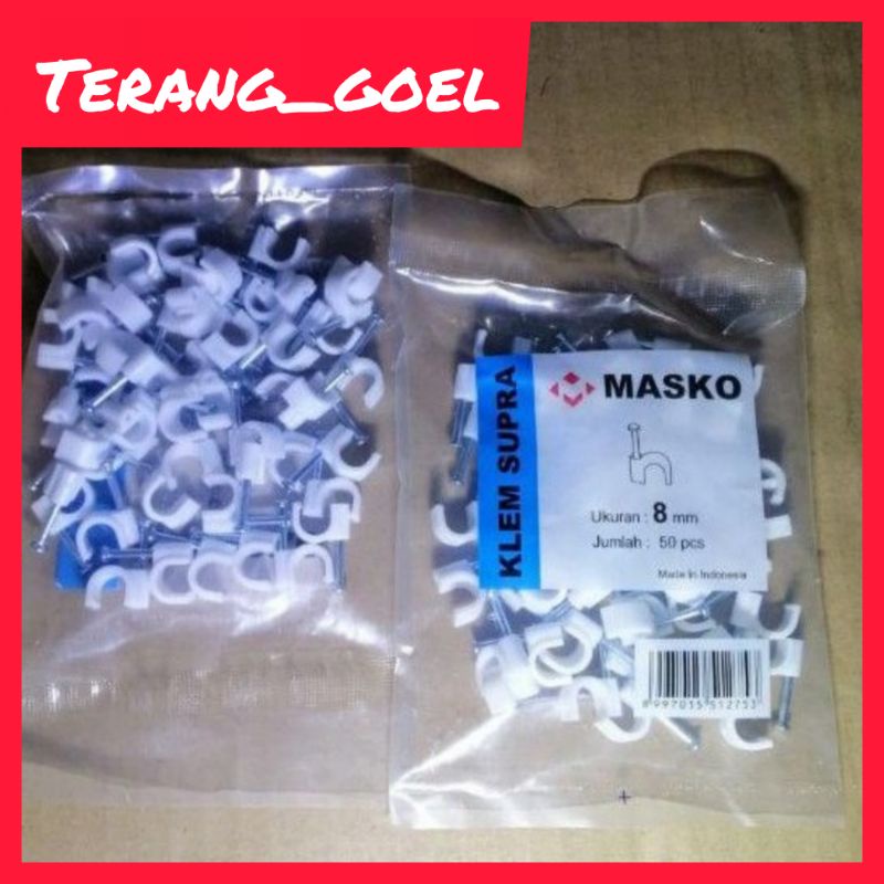 Masko Klem Kabel 8 mm dan 7 mm Paku Beton Asli / Klem kabel Masko supra 8 mm