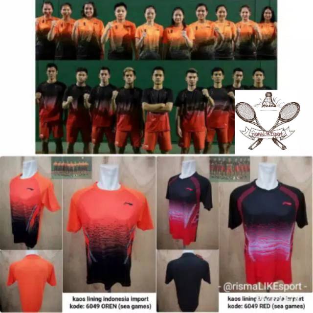 Baju Kaos (Badminton / Bulutangkis) Li-Ning PAKET LENGKAP Grade Ori Import 6049 Timnas China Li-Ning
