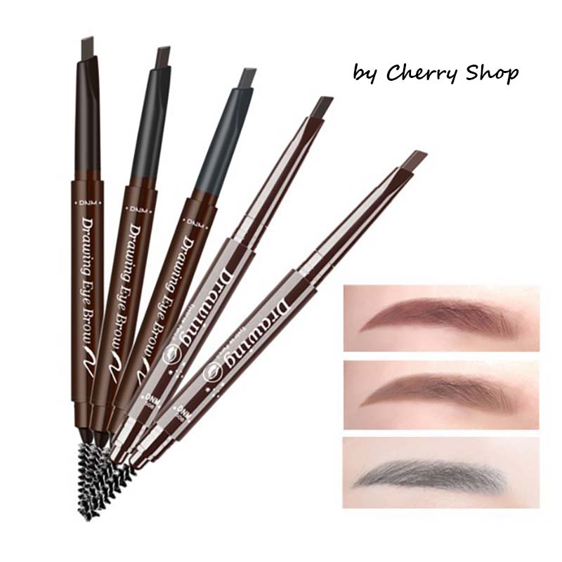 [5 WARNA] DNM Eyebrow Matic Pensil Alis Otomatis 2 Sisi Warna Hitam &amp; Coklat