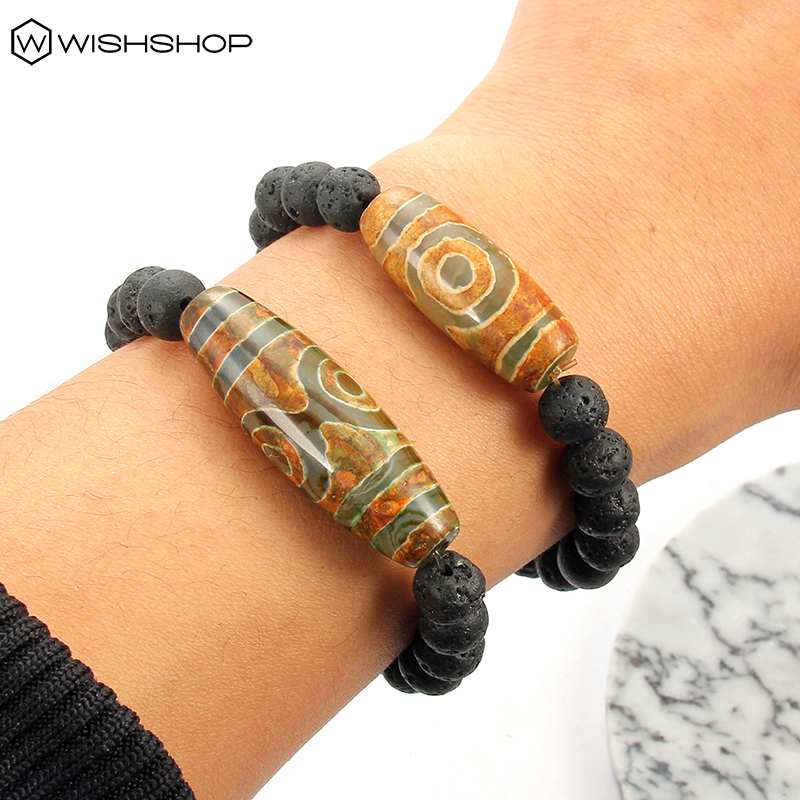 [Women &amp; Men Natural Lava Volcanic Stone Agate Beads Bracelet] [Stress Relief Healing Chakra Yoga Lucky Bracelet] [Jewellery Accessories Gifts]