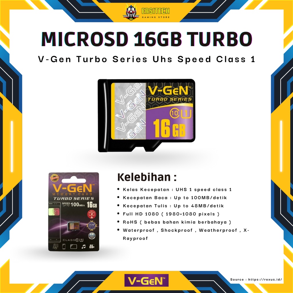 Vgen Micro SD Card 16GB Original - Kartu SD 16GB Memori Card Vgen Memori Sd Card Memory Sd Card Micr