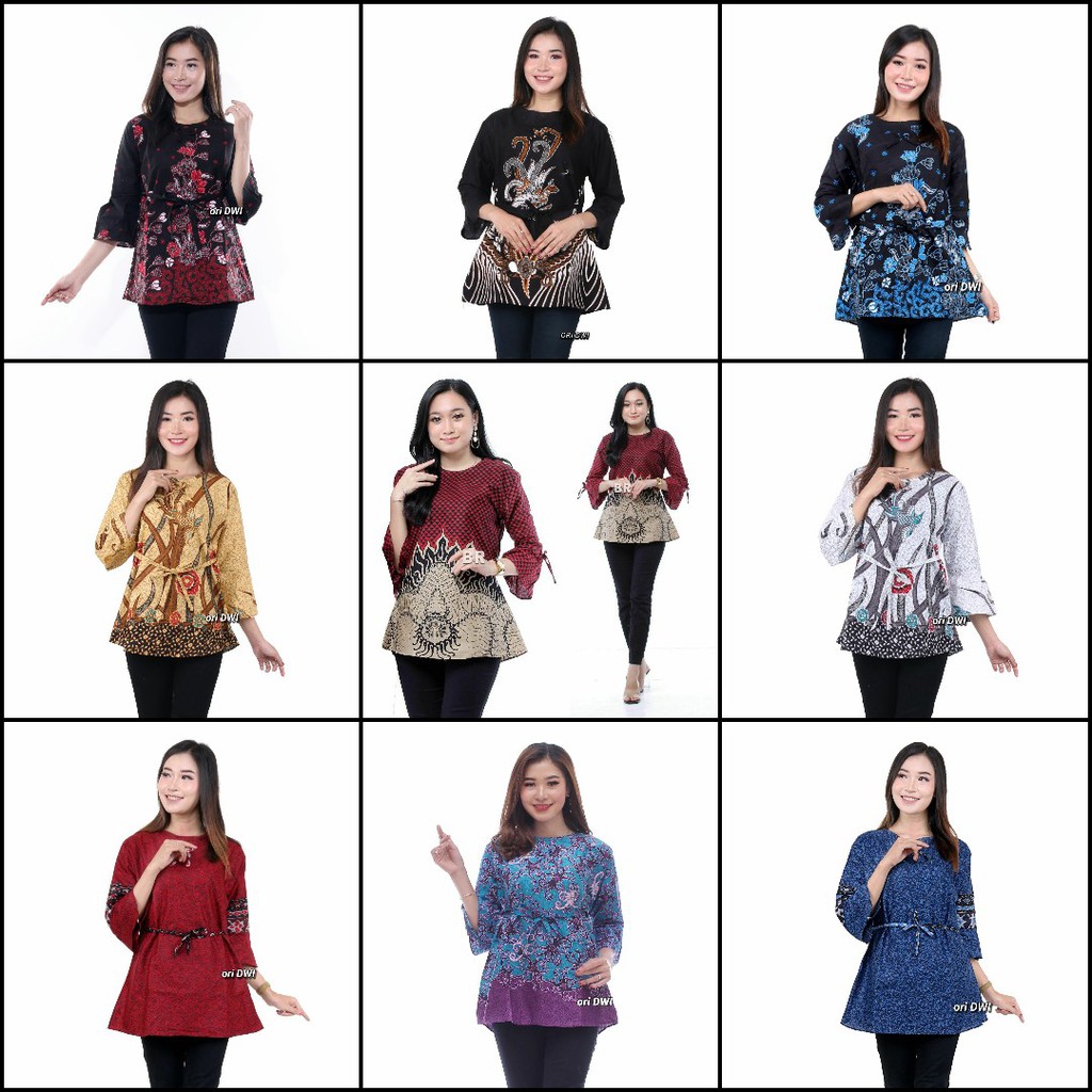 tey-17 Batik wanita ASJ SA HRB026 Kenongo Kemeja Tosca Pendek-Blouse Random