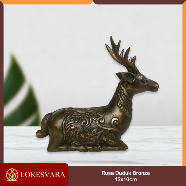 Rupang Patung Arca Rusa Duduk Perunggu Bronze 12x10cm