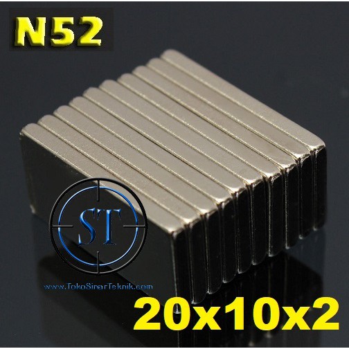 Magnet PLT 20x10x2mm N52 Strong Magnet Neodymium Balok Persegi Kuat 10x20x2mm 20mm x 10mm x 2mm