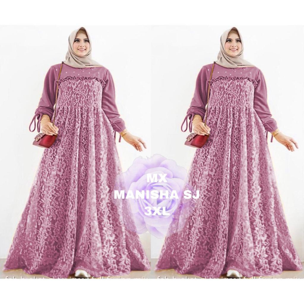 INDOBEST 3XL XXXL MANISHA GAMIS MEWAH / BRUKAT PESTA fashion wanita terlaris