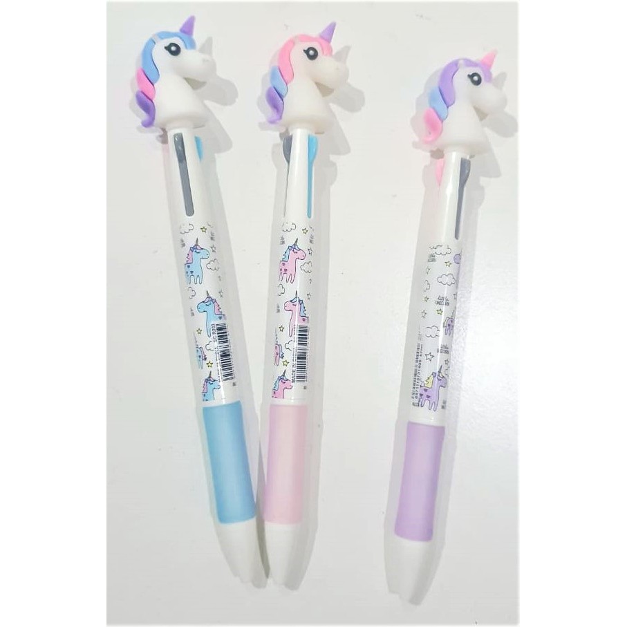 

PULPEN 3 WARNA CUTE UNICORN 0,7 MM BALLPOINT PEN 3 COLOURS BENTUK KEPALA LUCU UNIK SOUVENIR
