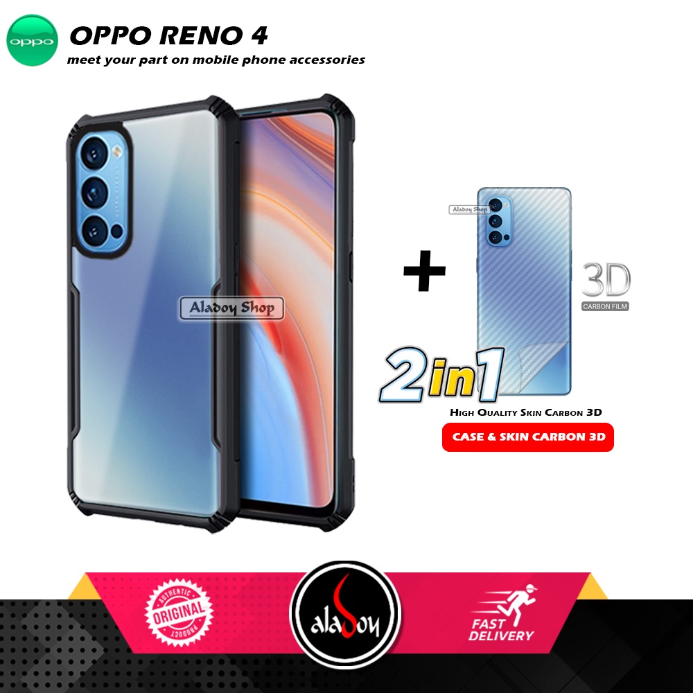 Case OPPO RENO 4 Armor Fusion Transparent Casing Free Skin Carbon 3D