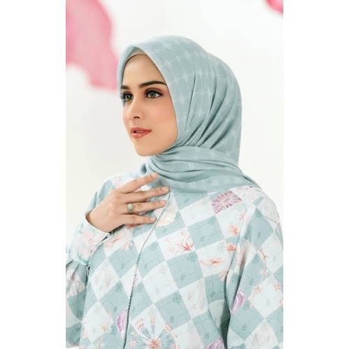 Buttonscarves Xanadu Monogram Ice Blue Voal Preloved