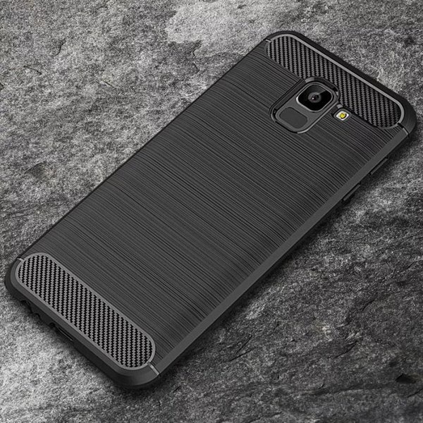 SAMSUNG A8 2018 CASE CARBON FIBER CASING RUGGED SOFTCASE SHOCKPROOF
