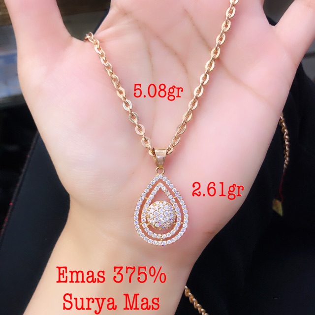 Kalung dan liontin emas 375%