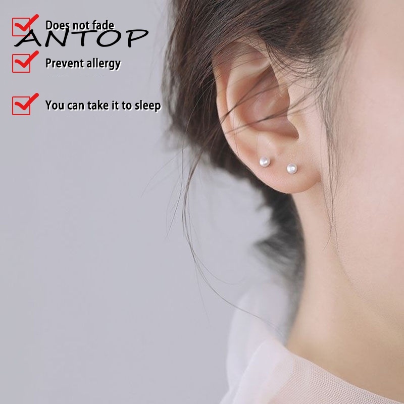 Fashion Jarum Perak Sederhana Dan Serbaguna Anting Mutiara Party Gift Girlfriend Gift ANTOP