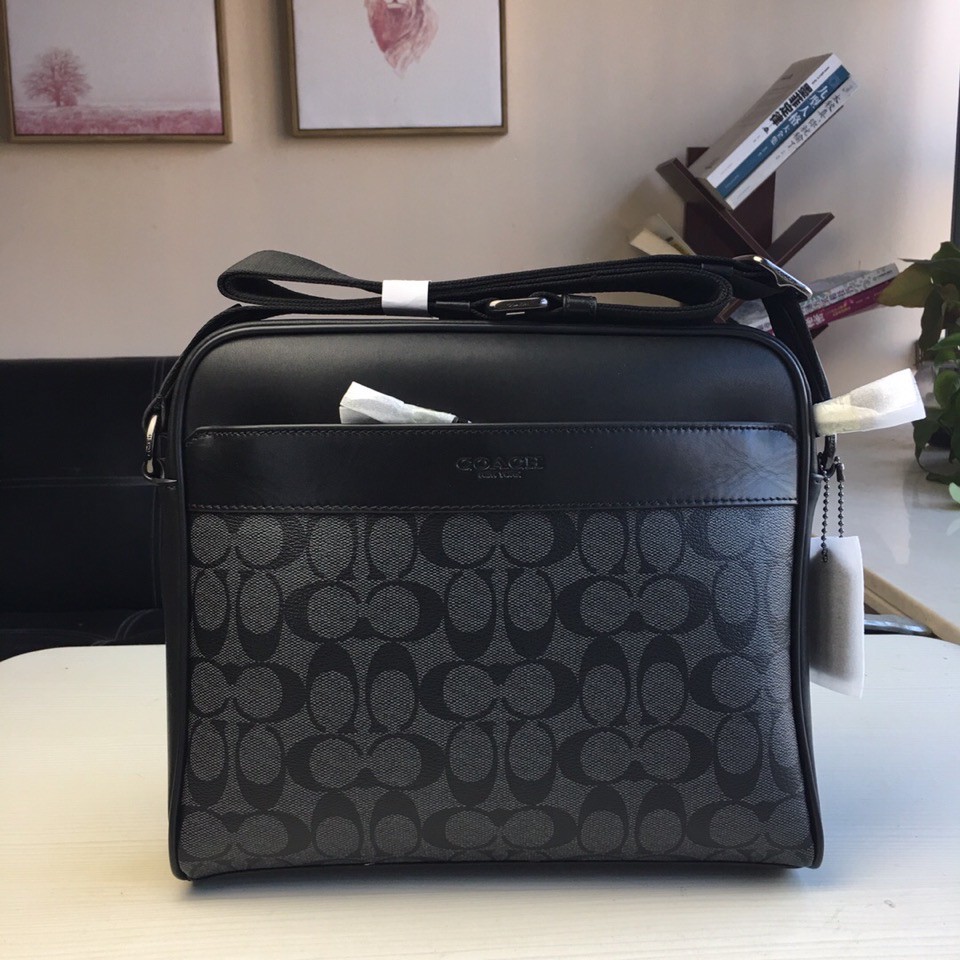 [Tersedia] COACH 28456 tas bahu kulit hitam pria/tas selempang