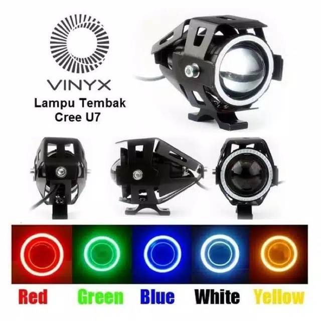 Lampu sorot cree buat motor termurah/LED CREE U7 WITH ANGEL + DEVIL EYES 10W