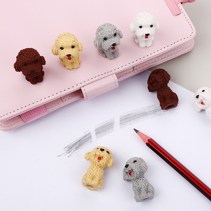 1PC Penghapus Mini Bentuk Miniatur Anjing Lucu Eraser Animal Modeling Cute Dog Cartoon Eraser Anak Sekolah Student Stationery