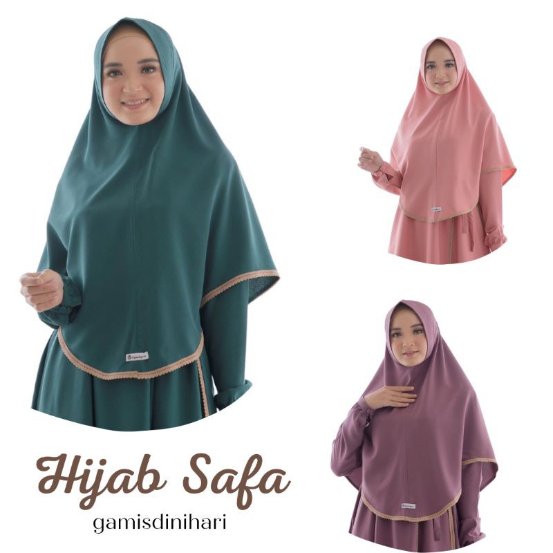 Hijab Instan Syari Polos Pet Urfimutiyaro kerudung safa pet antem jilbab lebaran khimar renda muslim