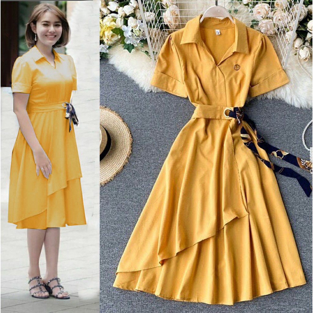 WSE390 - Dress Amanda Dress Wanita Elegant Mosscrepe PREMIUM Dress Tulip UK L-XL LD 100 - 106 CM PJ 100 CM Dress PREMIUM QUALITY