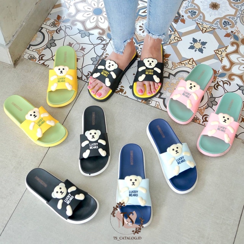 Sandal Slop Motif Bear Timbul BEST SELLER Morego 1902W-A ( KNS )