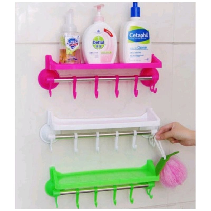 [BISA COD] Rak Hanger Tempat Shampo Dan Gantungan Handuk