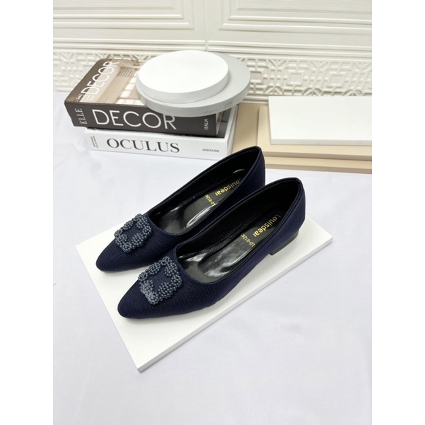 sepatu flat shoes wanita terbaru kekinian pesta LOUISDEAR sepatu Flat bahan satin 2 cm B71