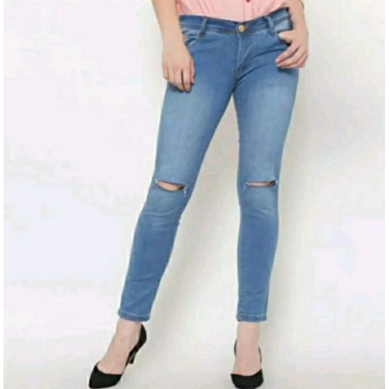 celana jeans wanita sobek lutut Size 27-34