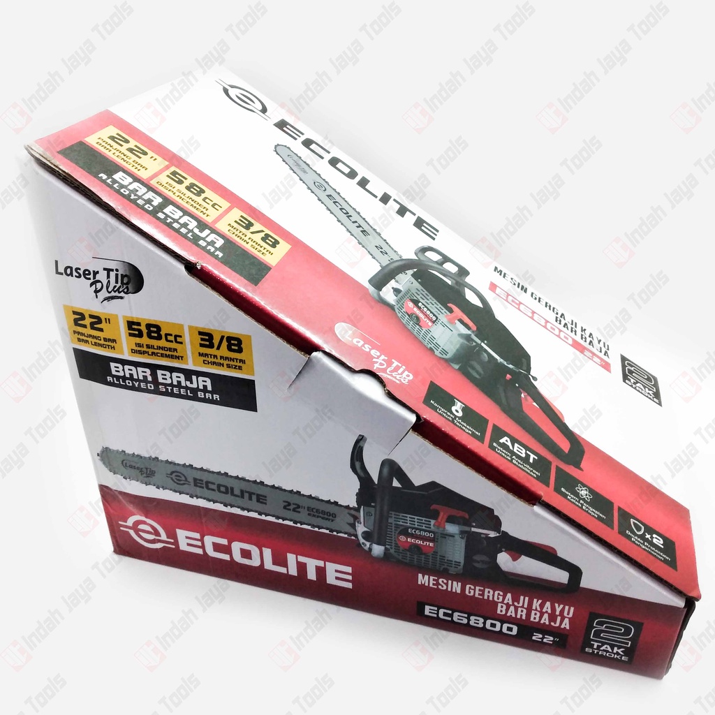 ECOLITE EC6800 Chainsaw 22 Inch BAR LASER Chain Saw Mesin Gergaji Kayu