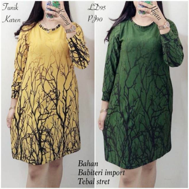 dres Tunik Karen 
bahan babyterry import stret
fit ld 95 pj 90