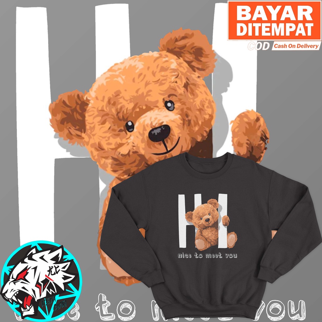 JAKET SWEATER TEDDY BEAR SAY HAI SERIES BIG SIZE JUMBO SWEATER BEAR PRIA WANITA