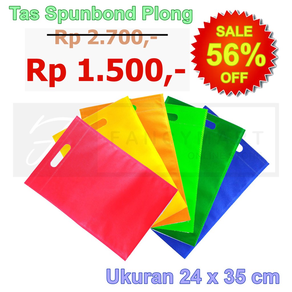 

Tas Spunbond / Pouch Bag / Goodie Bag Model Plong 24x35cm